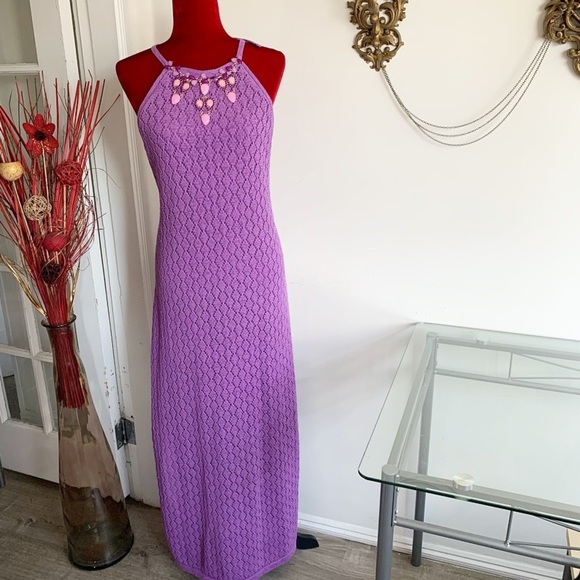 BOSTON PROPER PURPLE MIDI DRESS - Picture 3 of 14